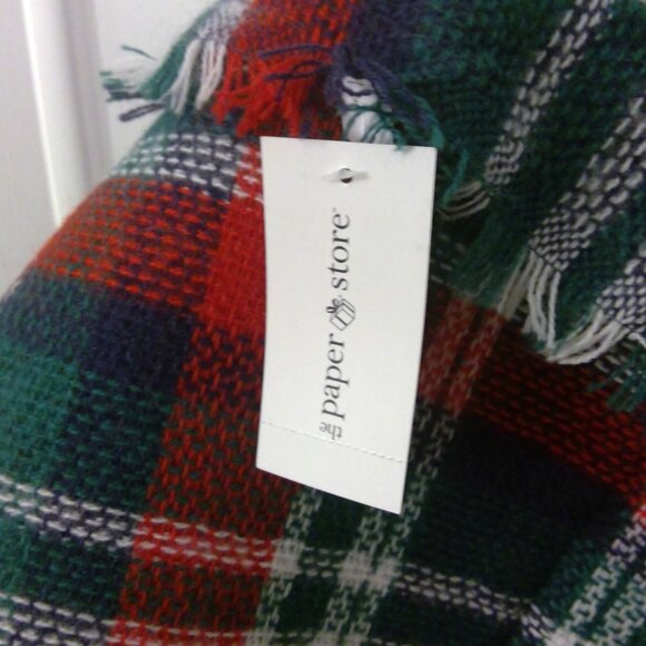 NEW the Paper Store PLAID Blanket SCARF Navy Red Green Large - Picture 7 of 10